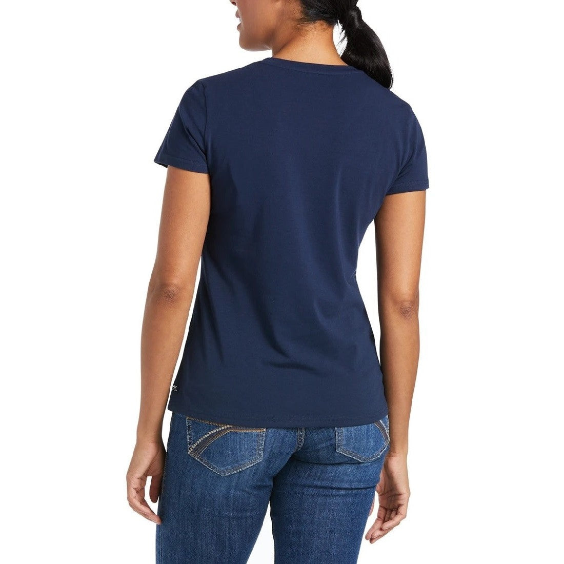 Ariat Tee Shirt Authentic Logo Short Sleeve S21 Navy Ladies-Ascot Saddlery-The Equestrian