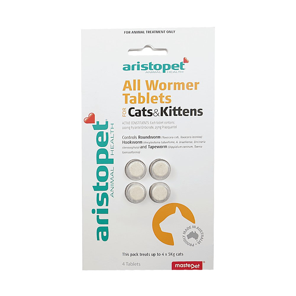 Aristopet all wormer tablets packaging for cats and kittens.