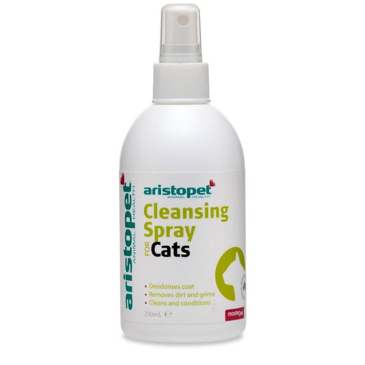 Aristopet Cleansing Spray bottle for Cats, 250ml white container.