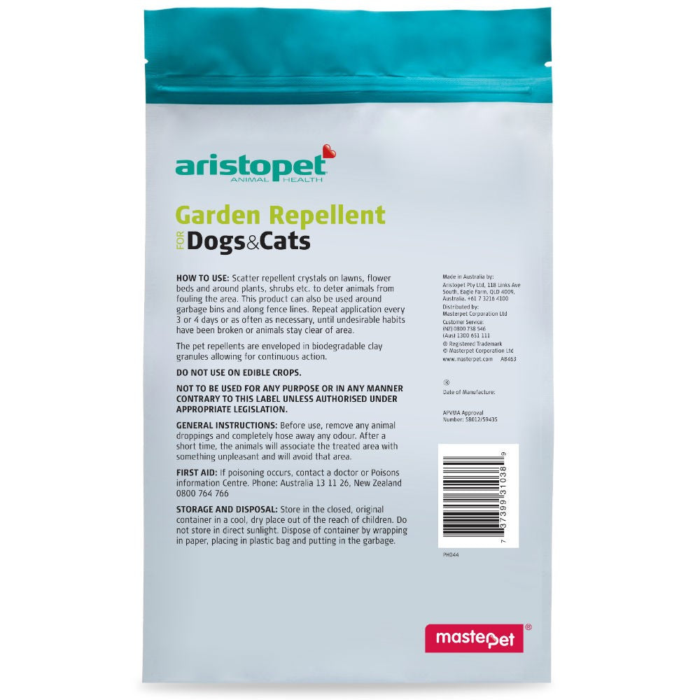 Aristopet brand garden repellent packaging for dogs and cats.