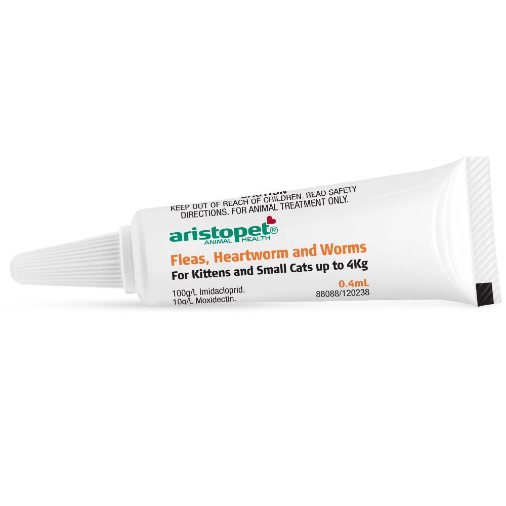 Aristopet flea and worm treatment tube for kittens and small cats.