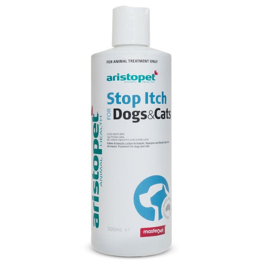 Aristopet Stop Itch lotion bottle for treatment of dogs and cats.