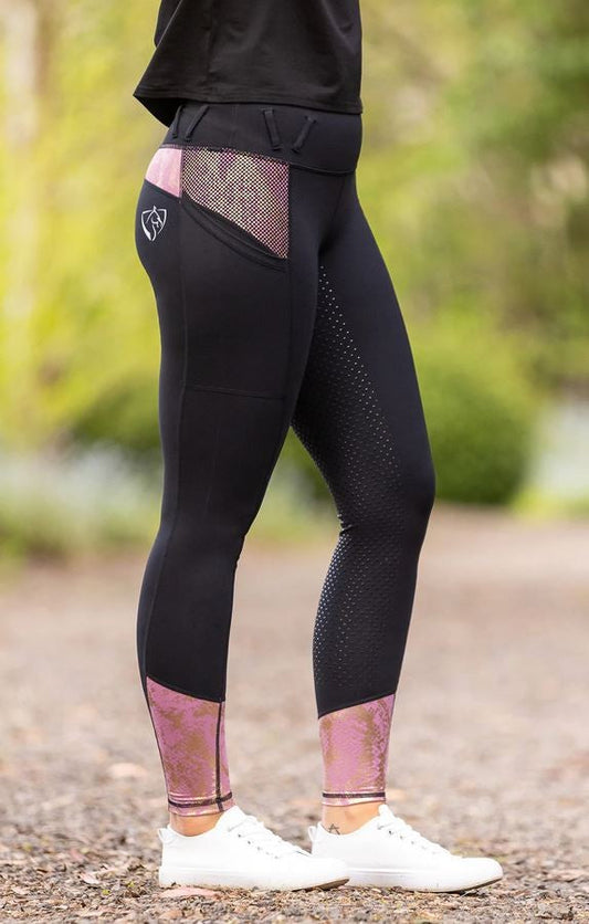 Tights Bare Equestrian Performance Riding Black Lilac Rose-Ascot Saddlery-The Equestrian