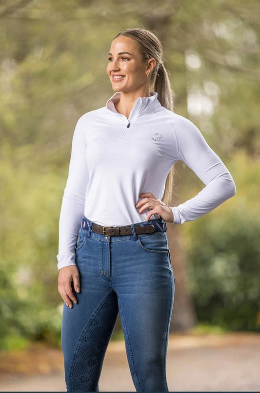 Shirt Riding Bare Equestrian Technical Lightweight White-Ascot Saddlery-The Equestrian