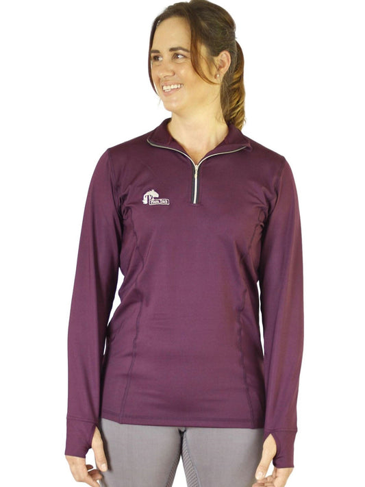 Long sleeve base layer tops in Wine - Final run outlast sizes-Plum Tack-The Equestrian