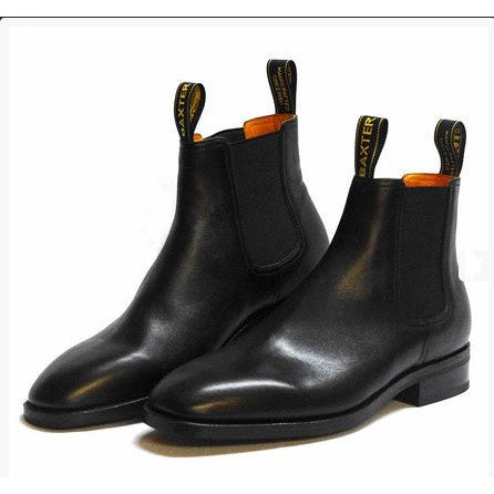 Black Baxter Boots Chelsea leather boots with elastic side panels.