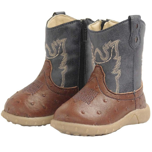 Baxter Boots children's brown and navy stitched leather boots.