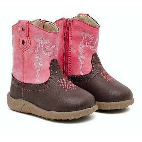 Pair of Baxter Boots children's pink and brown cowboy boots.