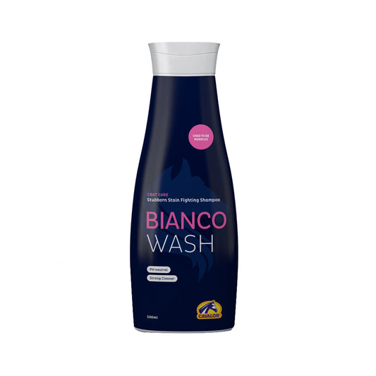 Bottle of Cavalor Equicare Bianco Wash, stain fighting shampoo, 500ml.