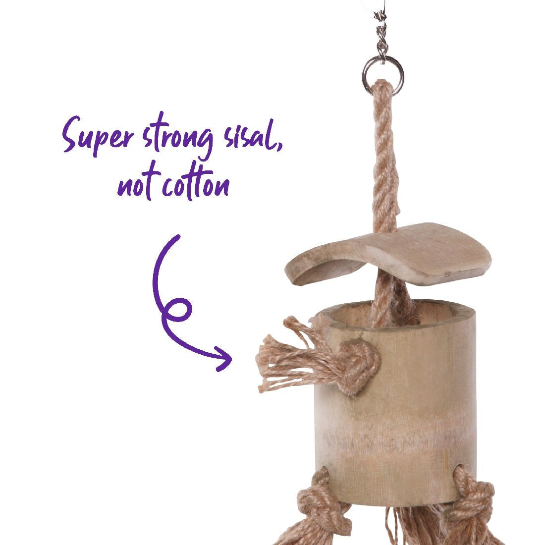 Hanging bird toy made of super strong sisal, not cotton.