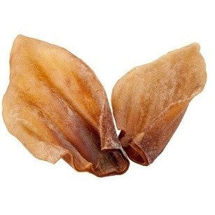 Blackdog brand natural pig ear pet treat on white background.