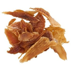 Blackdog brand natural dried chicken jerky treat for pets.