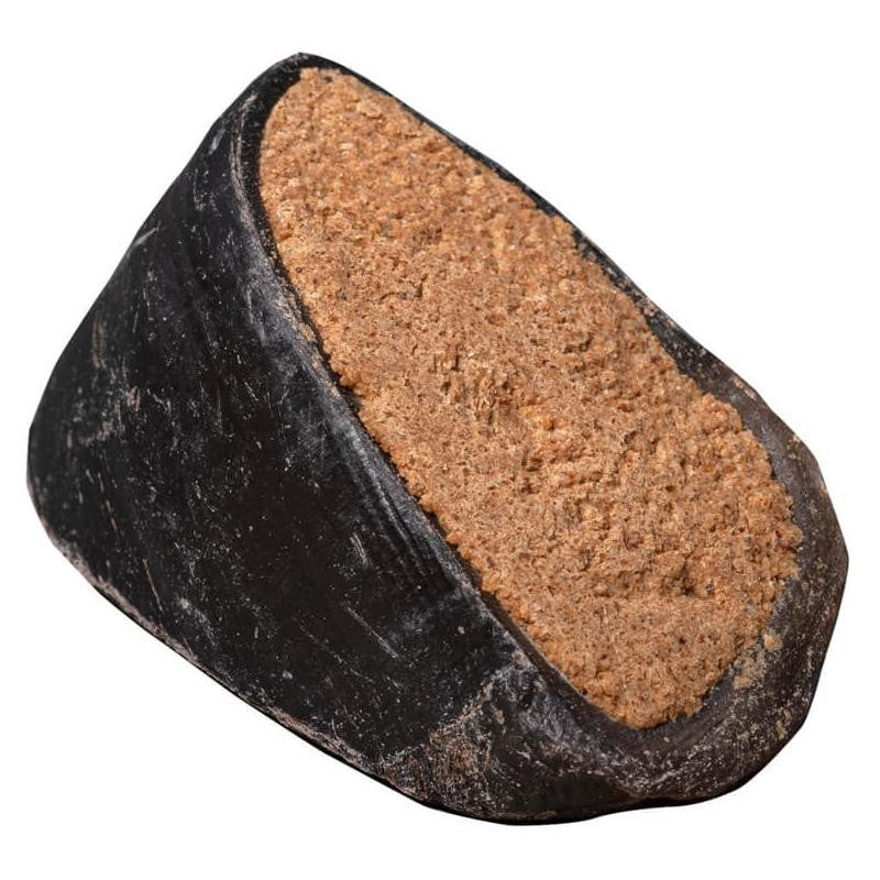Blackdog brand hash brick with dark exterior and brown interior.