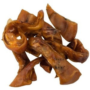 Blackdog brand natural chewy pig ear dog treats.