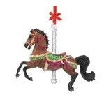 Breyer Horse Toys carousel ornament with festive decorations and red bow.