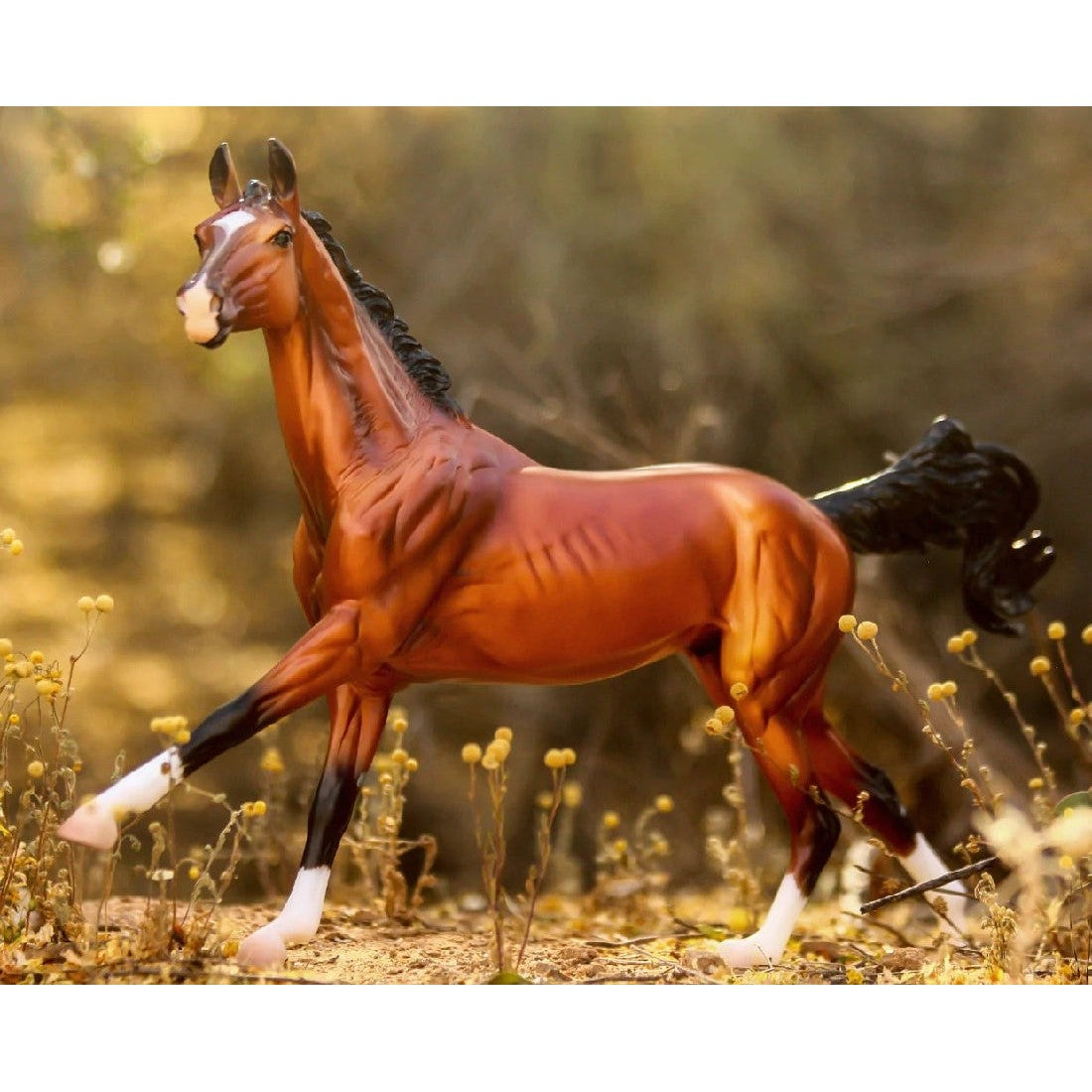 Breyer Horse Toy detailed model in outdoor naturalistic setting.
