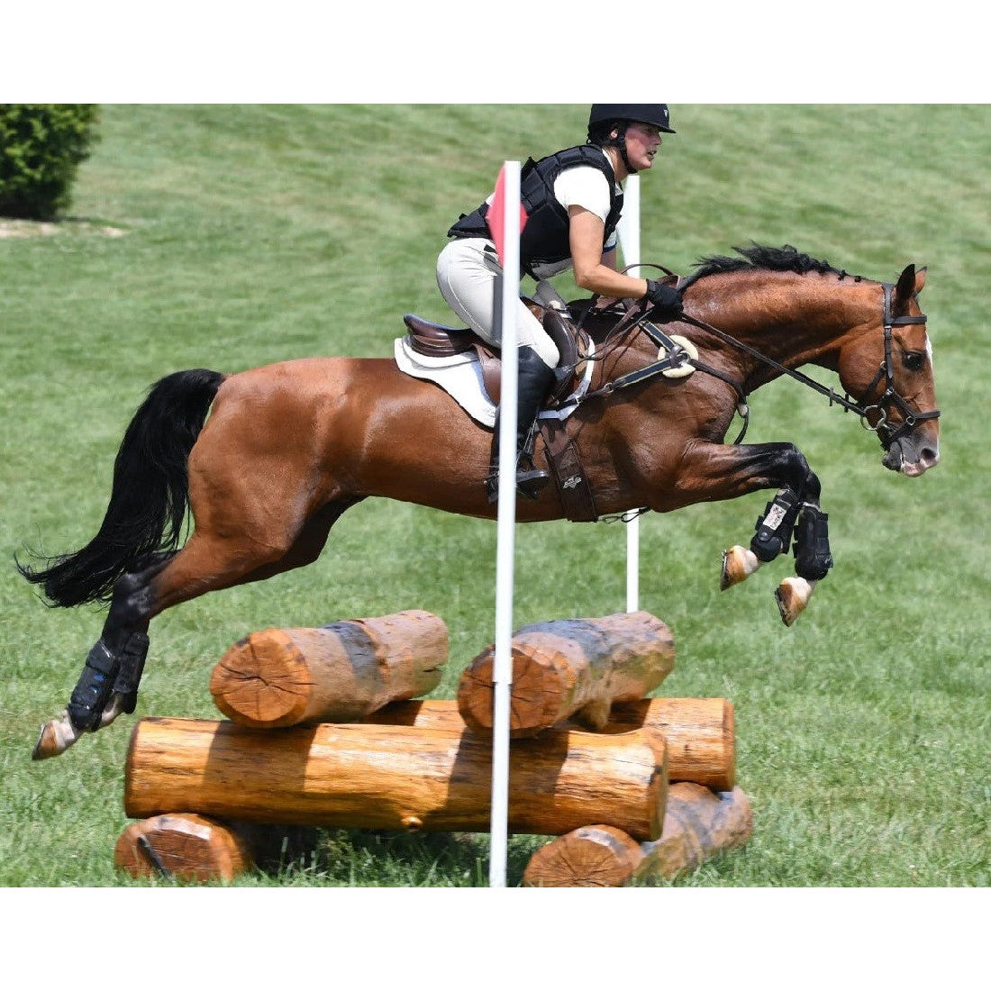 Alt: Equestrian jumping over obstacle, evoking Breyer Horse Toys action.