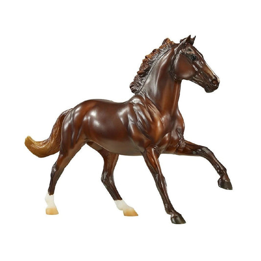 Breyer Horse Toys plastic model, brown horse in trotting stance.