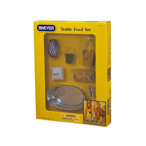 Breyer Horse Toys Stable Feed Set packaging with accessories visible.