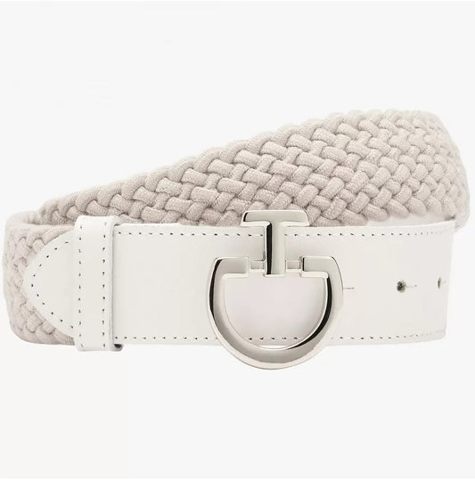 Cavalleria Toscana Ladies CT Clasp Elastic Belt - Beige/White-Trailrace Equestrian Outfitters-The Equestrian