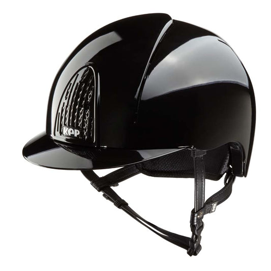 KEP brand black equestrian riding helmet with front ventilation grid.