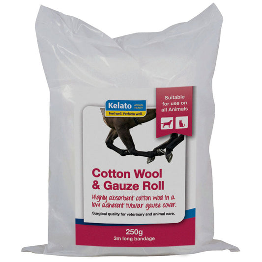 Cotton Wool & Gauze 250gm Roll 15cm X 3mt Kelato-Ascot Saddlery-The Equestrian