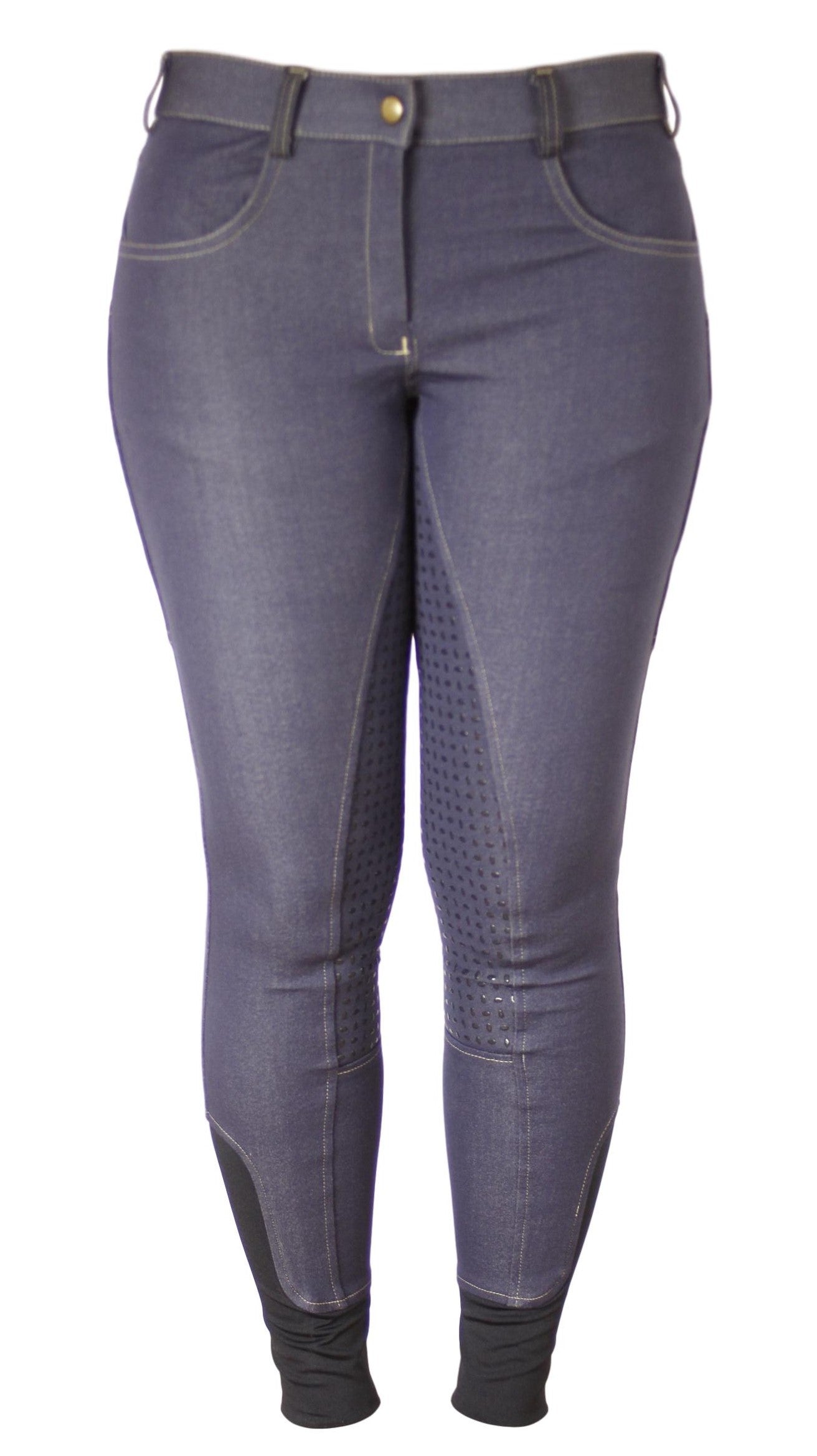 Denim Breeches with silicone seat and phone pocket-Plum Tack-The Equestrian