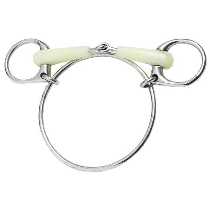 Dexter Snaffle Bit Large Ring White 12.5cm 5.0"-Ascot Saddlery-The Equestrian