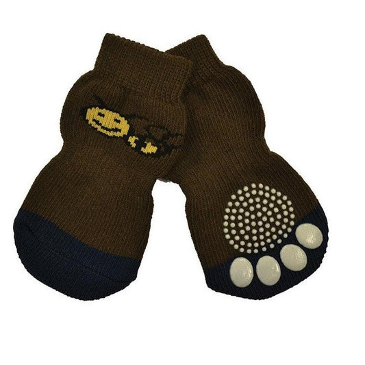 Dog Boots Zees Socks Non Slip Knitted Brown Bee-Ascot Saddlery-The Equestrian