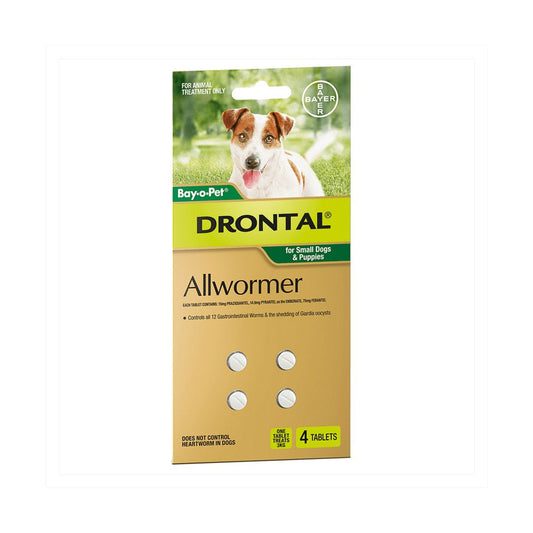 Drontal Bay O Pet Tablets 3kg Small Dog 4 Pack-Ascot Saddlery-The Equestrian