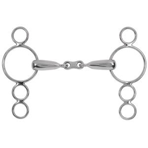 Dutch Gag Snaffle Four Rings Hollow French Stainless Steel-Ascot Saddlery-The Equestrian