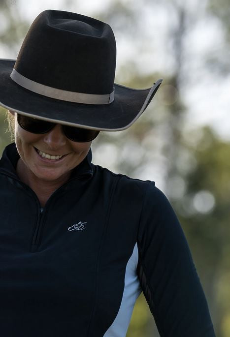 Shirt Earlwood Ava Sunshirt Long Sleeve Black & Grey-Ascot Saddlery-The Equestrian