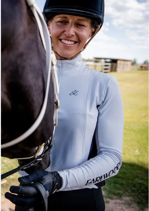 Shirt Earlwood Ava Sunshirt Long Sleeve Grey & Black-Ascot Saddlery-The Equestrian