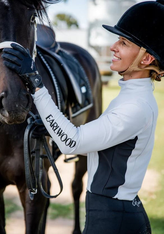 Shirt Earlwood Ava Sunshirt Long Sleeve Grey & Black-Ascot Saddlery-The Equestrian