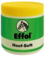 A small container of Effol Hoof-Soft with a green label, white stripe, and the logo featuring a zebra's head.