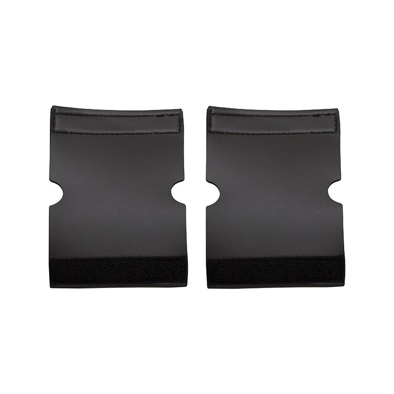 Black horse riding stirrups isolated on white background, no brand visible.