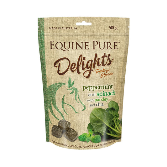 Bag of Equine Pure Delights horse treat peppermint flavor.