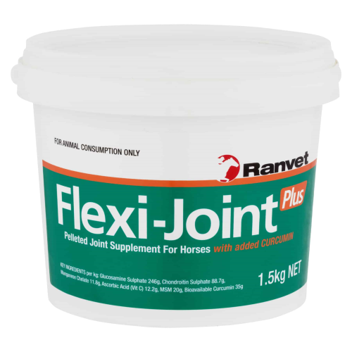 Ranvet Flexi-Joint Plus joint supplements for horses, 1.5kg container.