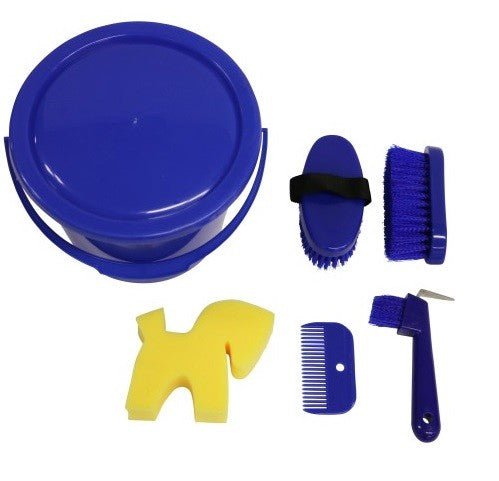 Grooming Kit Bucket Showmaster Blue-Ascot Saddlery-The Equestrian