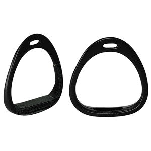 Two black stirrup leathers for horse riding equipment, isolated.