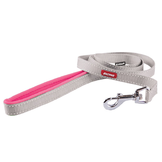 Kazoo Dog Leash Active Silver & Pink 1200mm-Ascot Saddlery-The Equestrian