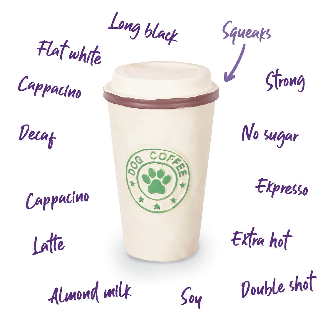 Kazoo Dog Toy Latex Coffee Cup Medium-Ascot Saddlery-The Equestrian