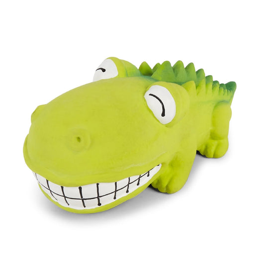 Kazoo Dog Toy Latex Smiling Crocodile Green Small-Ascot Saddlery-The Equestrian