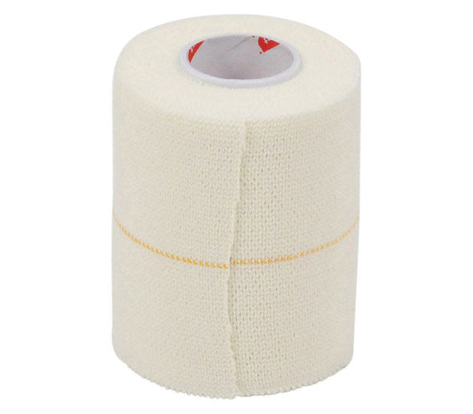 Kelato white elastic bandage roll for medical use.