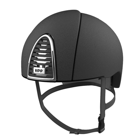 KEP brand equestrian helmet, black, modern style, with ventilation grille.