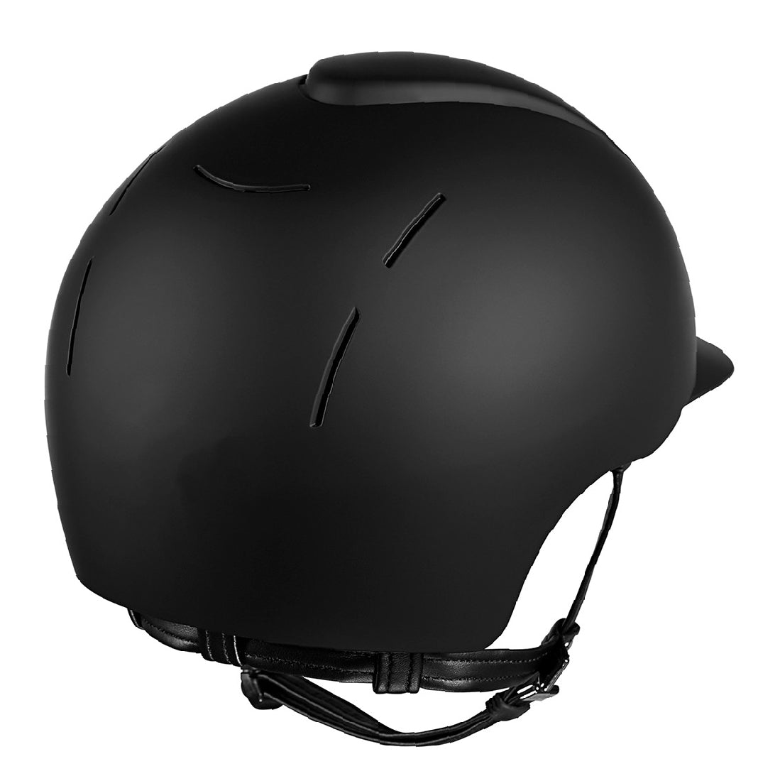 KEP black equestrian helmet, sleek design with venting slots.