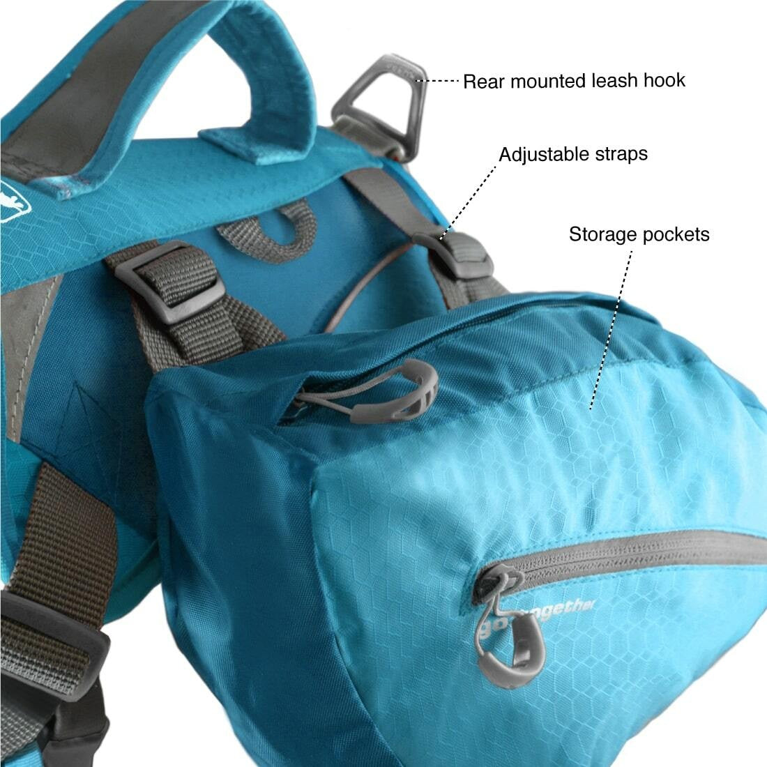 Kurgo Dog Backpack Big Baxter Coastal Blue-Ascot Saddlery-The Equestrian