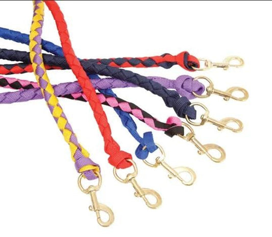 Lead Rope Plaited Webbing Red & Navy-Ascot Saddlery-The Equestrian