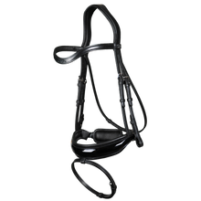 Dy'on New English Collection - Black Patent Large Crank Noseband with Flash - Full-Little Equine Co-The Equestrian