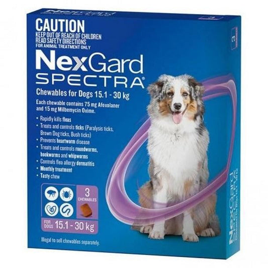 Nexgard Spectra Dog 15.1kg-30kg 3 Pack-Ascot Saddlery-The Equestrian